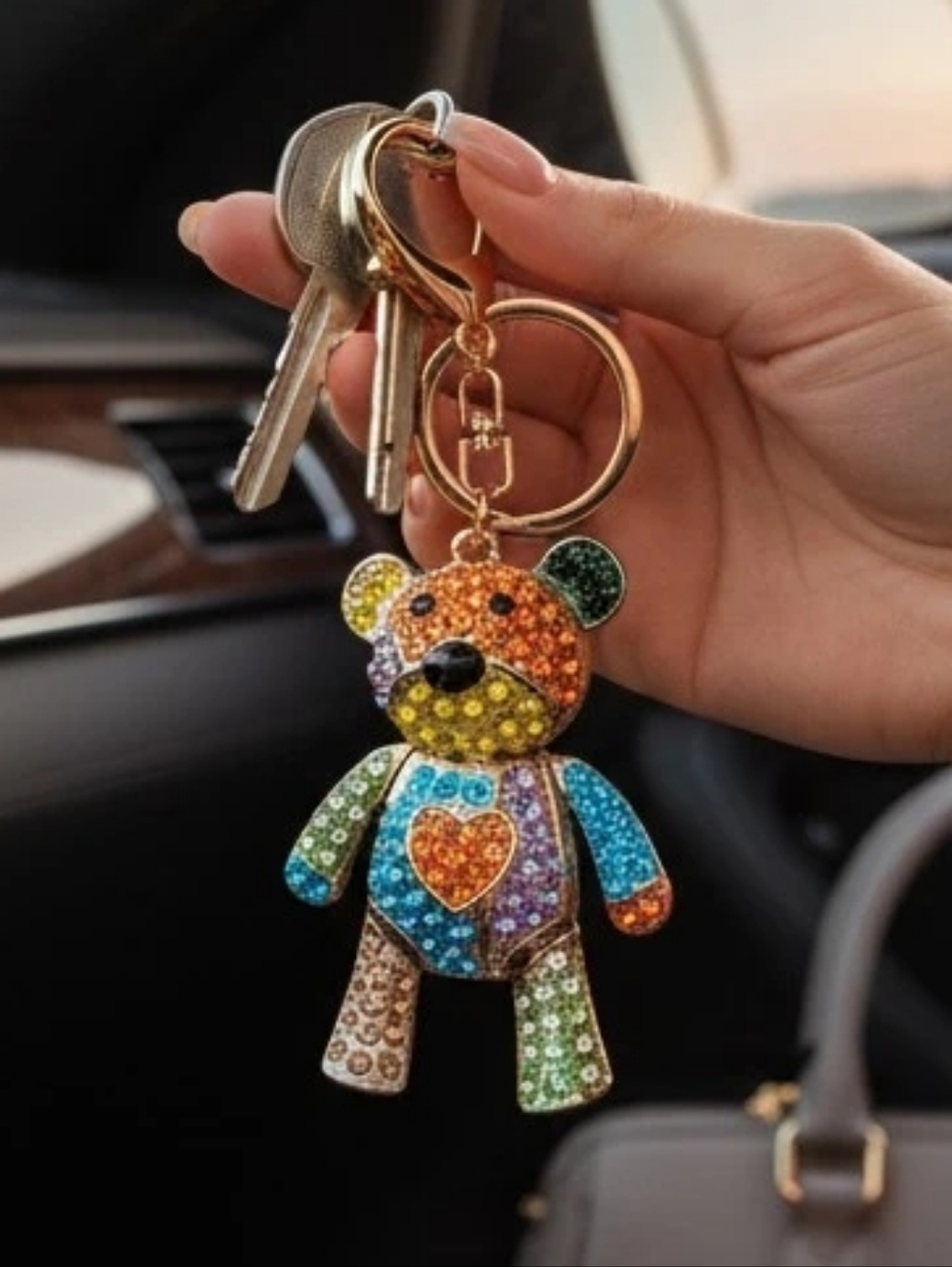 Bag Charm - Teddy Bear Keychain Multi-Colored